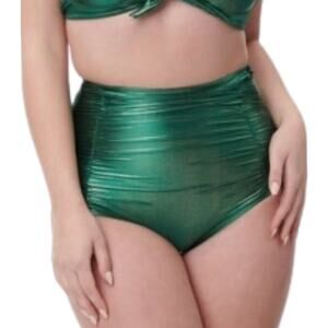 Unique Vintage Emerald Metallic Monroe High Waist Bikini Bottom 2X 18 NWOT